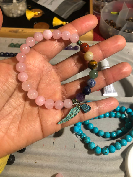 Chakra energy healing bracelet With Rose Quartz