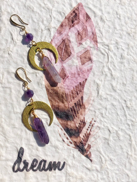 Crescent moon Amethyst earrings