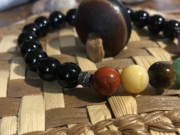 Chakra energy healing bracelet With Black Onyx