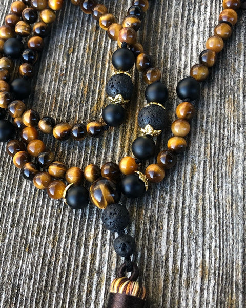 Tiger eye & black onyx 108 mala