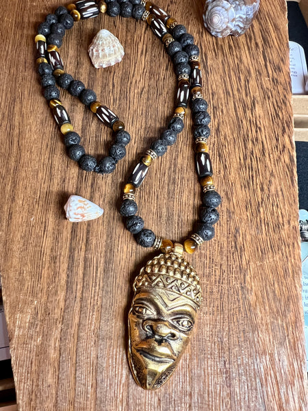 African ancestor mask necklace