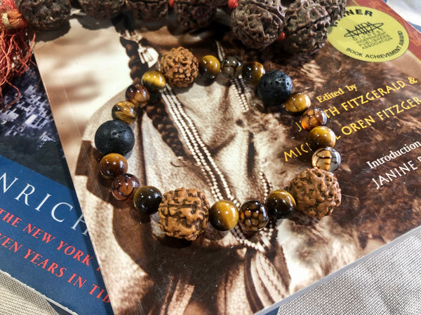 Rudraksha & Tiger Eye & Lava Beads & Dragon Vein Agate