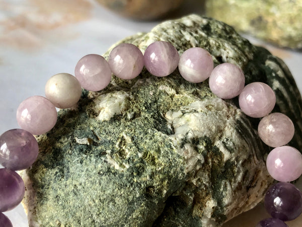 Red Garnet, Amethyst & Kunzite 8mm