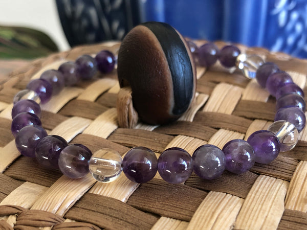 Amethyst & Clear Quartz 6mm bracelet