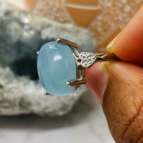 Aquamarine sterling silver 925 rings