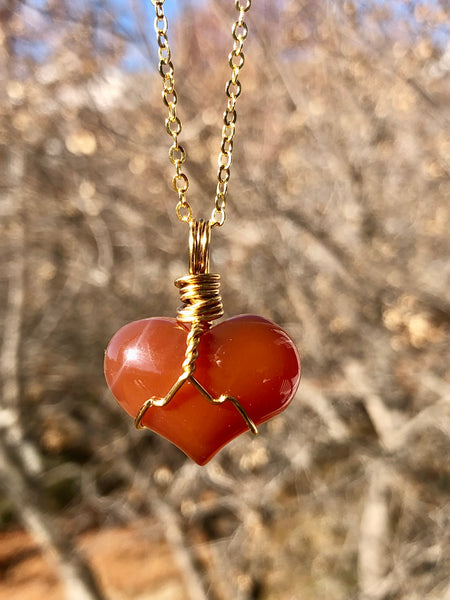 Carnelian heart shaped necklace