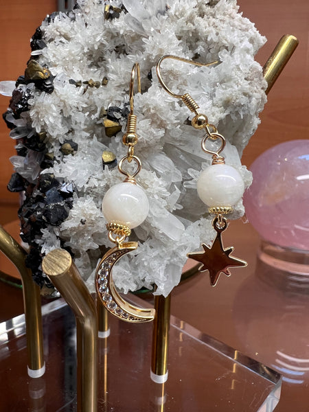 Moon and star earrings