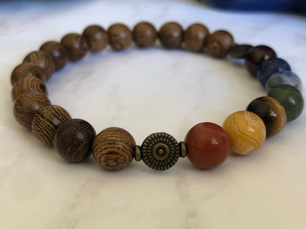 Chakra wooden Bracelet 8mm