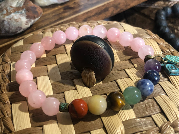 Chakra energy healing bracelet With Rose Quartz