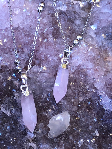 Rose Quartz tiny pendant 0.5in