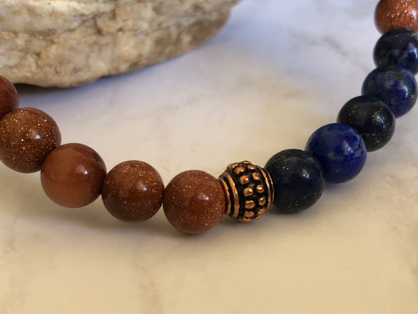 Gold sandstone & Lapis lazuli 8mm