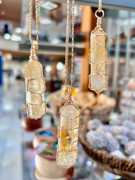 Citrine hexagonal point necklace