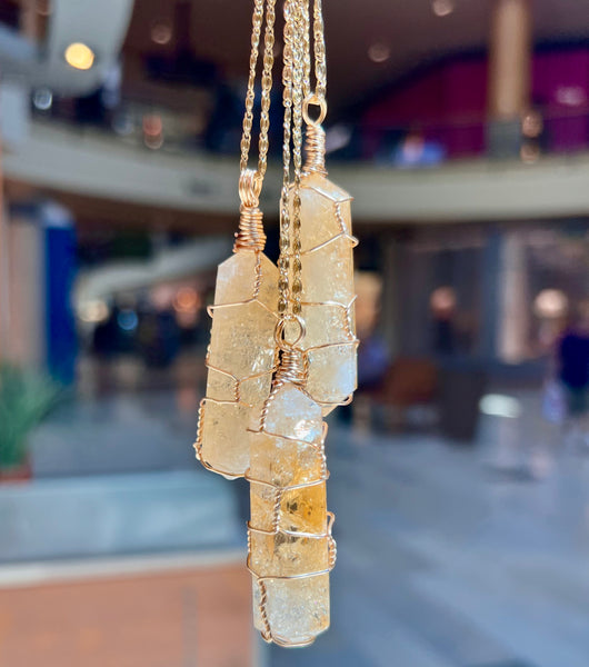 Citrine hexagonal point necklace