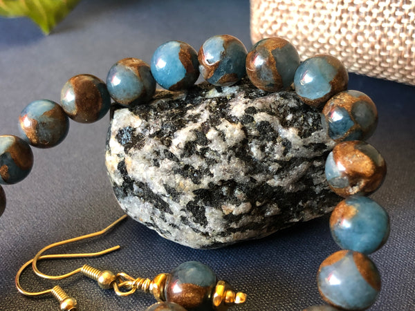 Bronzite and Mosaic Agate 8mm Bracelet
