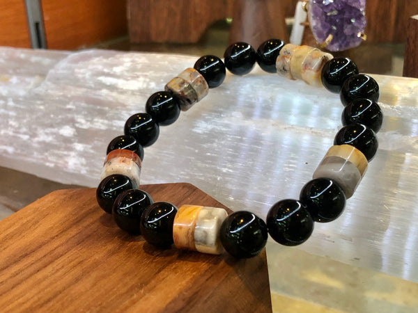 10mm tiger eye & crazy lace agate