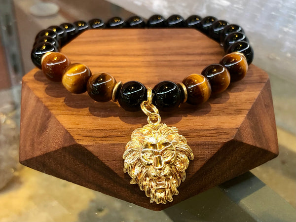 Black onyx & tiger eye 8mm Bracelet