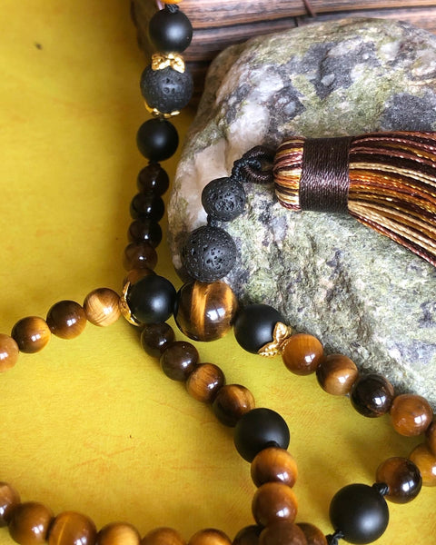 Tiger eye & black onyx 108 mala