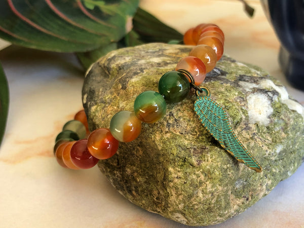 Carnelian & Peacock Agate 8mm Bracelet