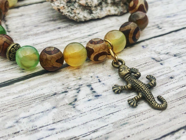 Dzi Agate & Peacock Agate 8mm