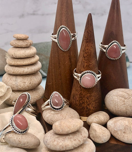 Rose quartz sterling silver 925 ring