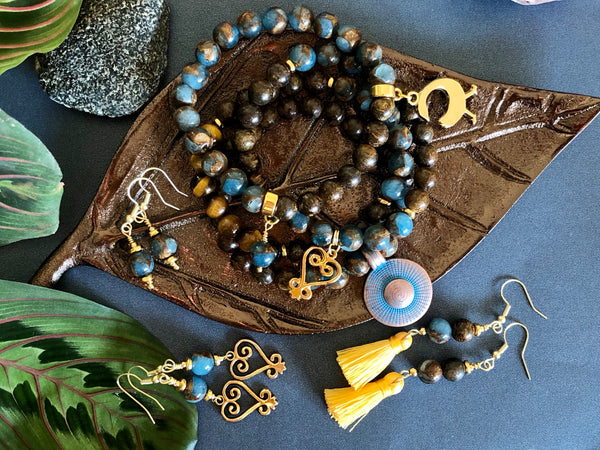 Bronzite and Mosaic Agate 8mm Bracelet