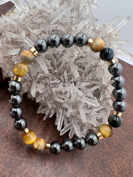Hematite and mixed blue Tiger eye