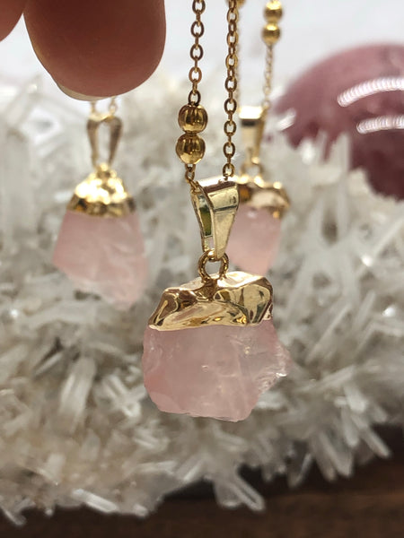Rose Quartz raw necklace