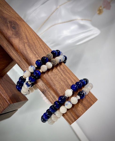 Durmortierite & Blue tiger eye couple set