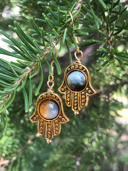 Golden Hamsa hand earrings