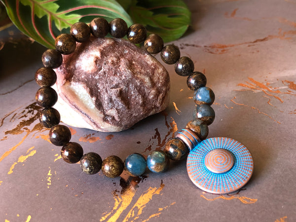 Bronzite, Mosaic Agate & rustic sun
