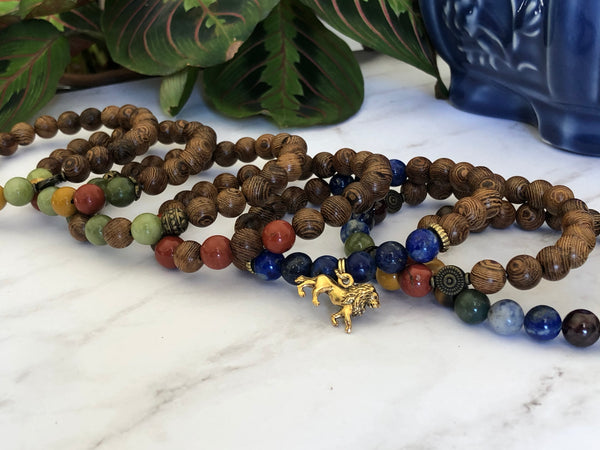 Lapis lazuli & wooden beads 8mm