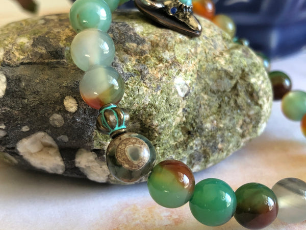 Peacock Agate & DZI agate 8mm