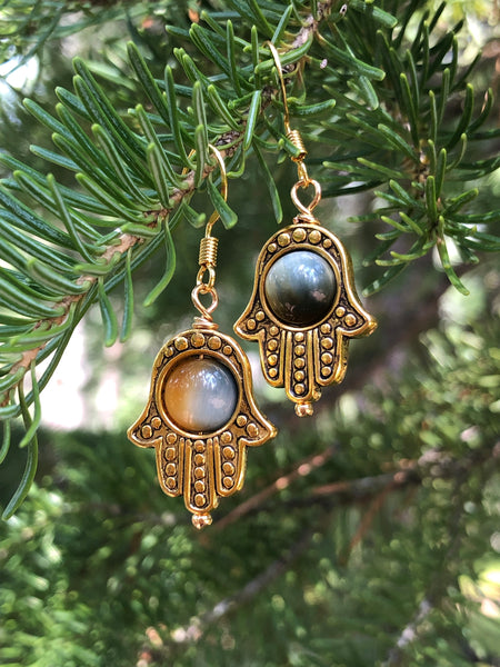Golden Hamsa hand earrings