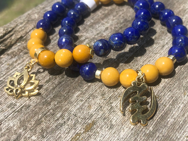 Lapis Lazuli, yellow Mookaite & Gye Nyame