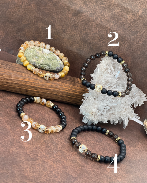Black eye baby leopard onyx bracelets