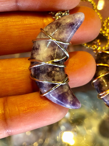 Lepidolite moon necklace