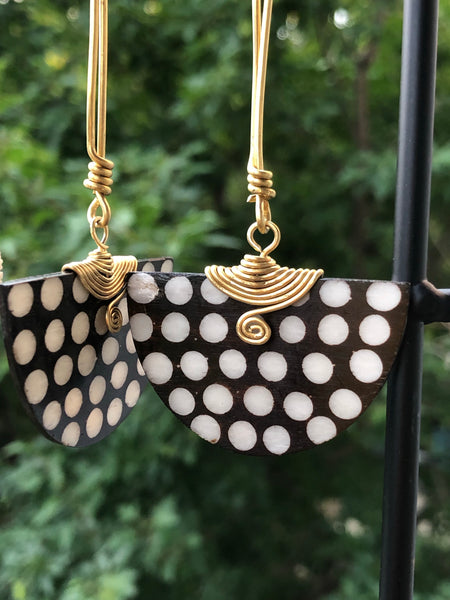 Long African bone earrings