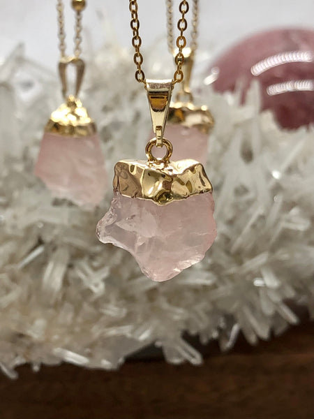Rose Quartz raw necklace
