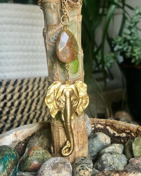 Raw brass elephant earrings