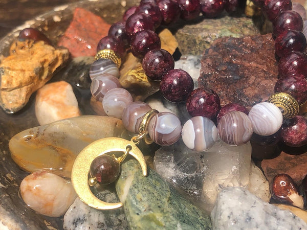 Red Garnet & Botswana Agate 8mm bracelet