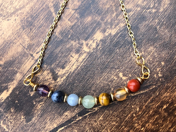 Chakra 6mm beads, 16” necklace