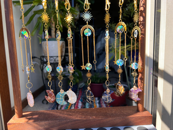 Crystal crescents moon sun catcher hanger