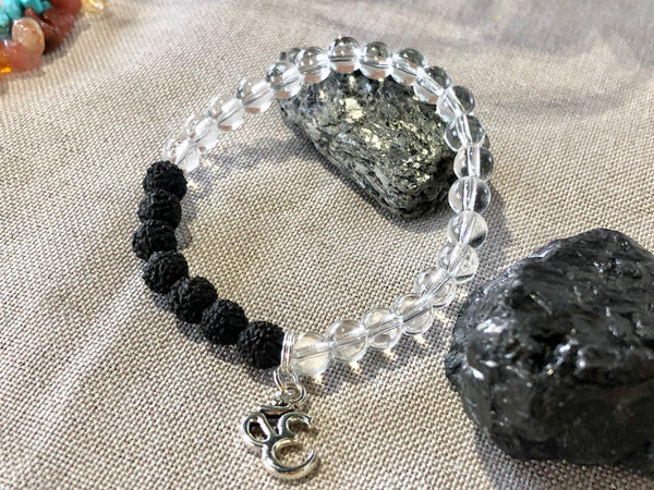 Clear Quartz & Rudraksha 6mm