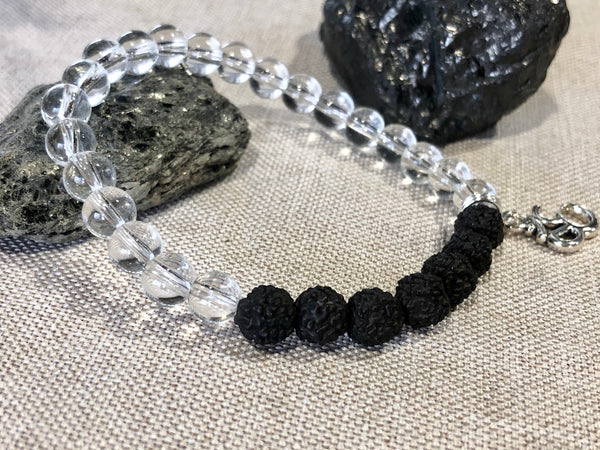 Clear Quartz & Rudraksha 6mm