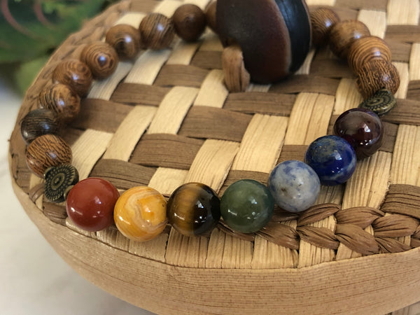 Chakra wooden Bracelet 8mm