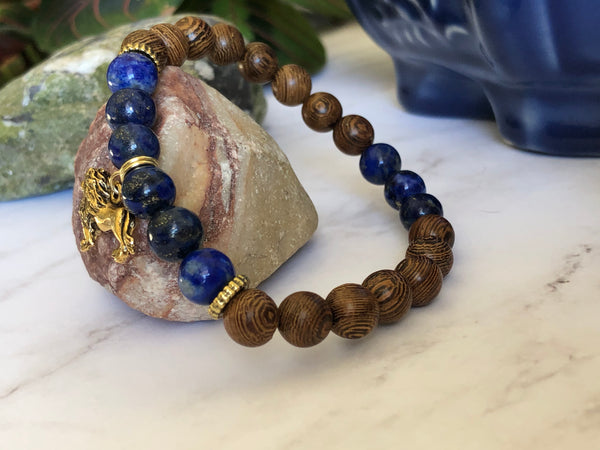 Lapis lazuli & wooden beads 8mm