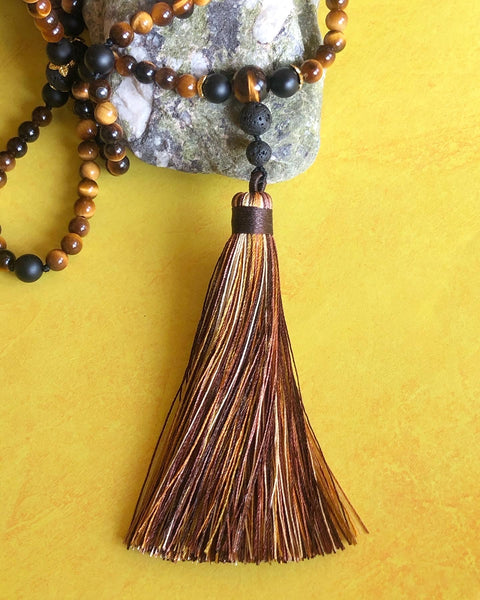 Tiger eye & black onyx 108 mala