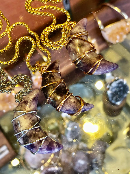 Lepidolite moon necklace