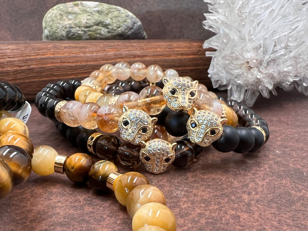 Black eye baby leopard onyx bracelets