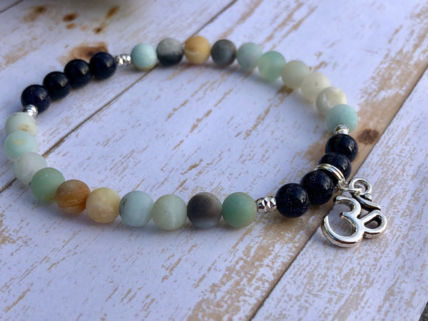 Amazonite & Blue sandstone 6mm bracelet